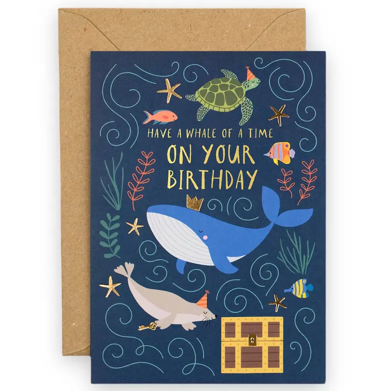 Whale Of A Time Greetings Card by Mifkins