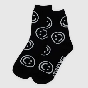 Crew Socks in Black Happy by Baggu