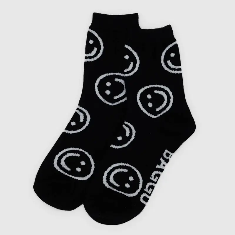Crew Socks in Black Happy by Baggu