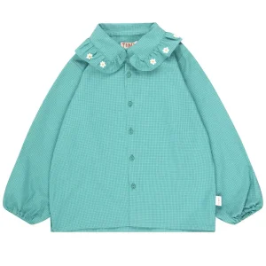 Daisy Frill Collar Shirt in Dark Emerald by Tinycottons