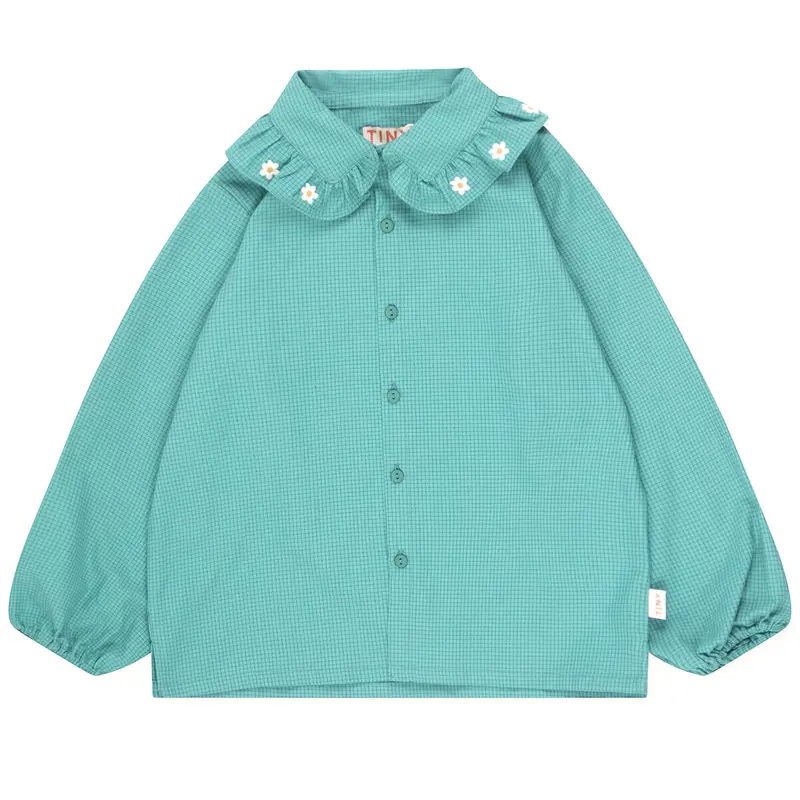 Daisy Frill Collar Shirt in Dark Emerald by Tinycottons