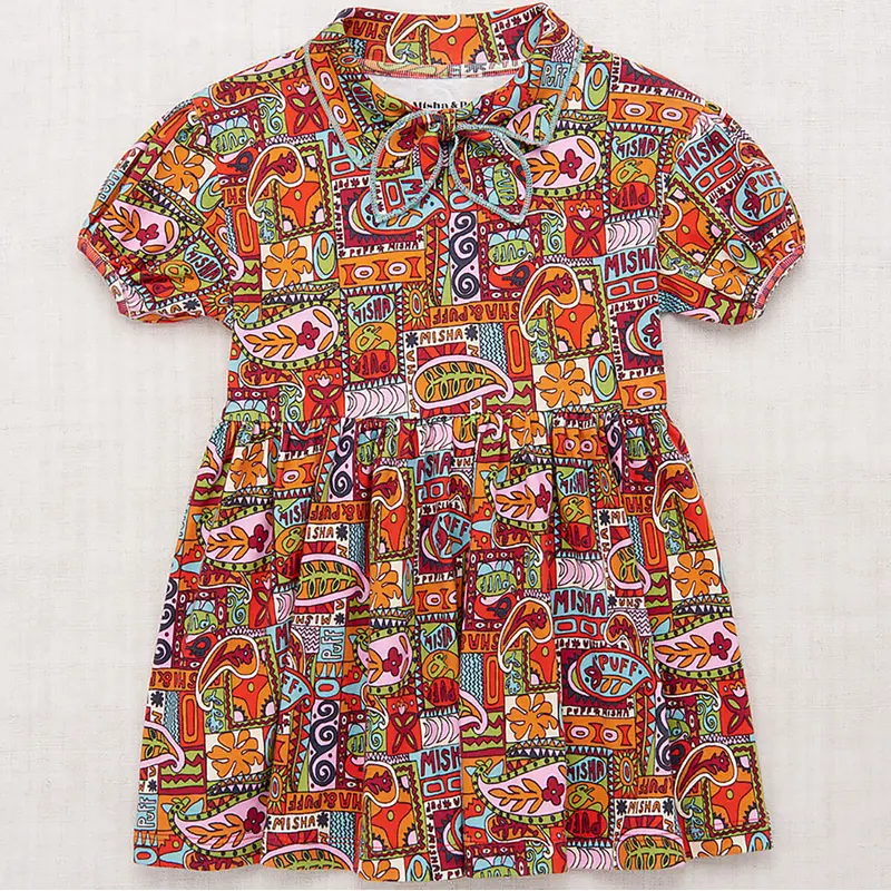 Junior Scout Dress in Red Flame Groovy Paisley by Misha & Puff - Last Ones In Stock - 3-8 Years