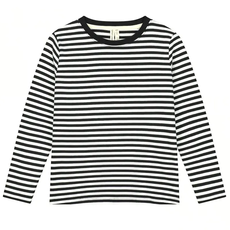 Long Sleeve Tee in Nearly Black / Off White by Gray Label