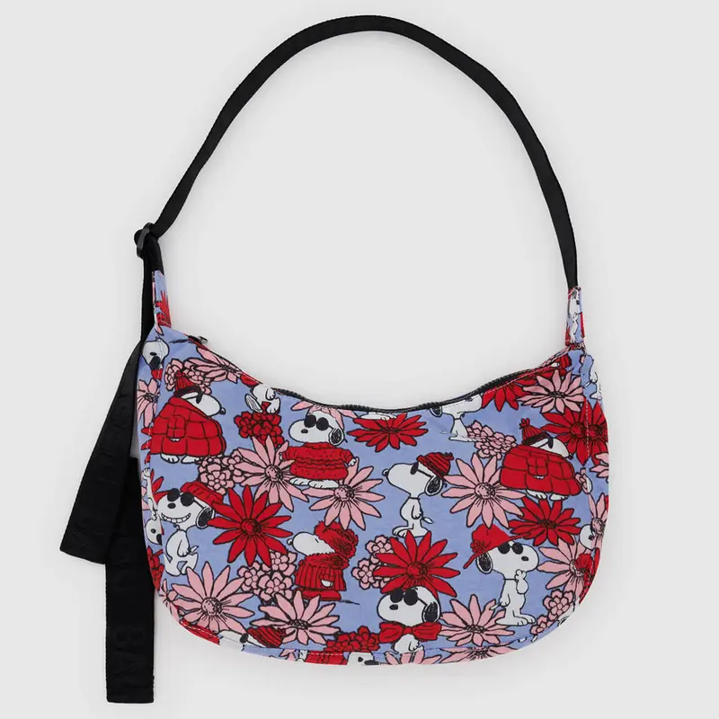 Medium Nylon Crescent Bag in Floral Snoopy by Baggu