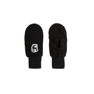 Microfleece Overlapping Mittens in Black by Mini Rodini