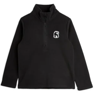 Microfleece Zip Long Sleeve Top in Black by Mini Rodini