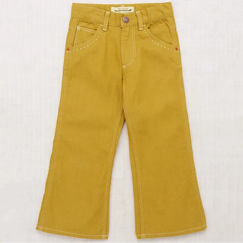 Slim Flared Jeans in Ochre Denim by Misha & Puff