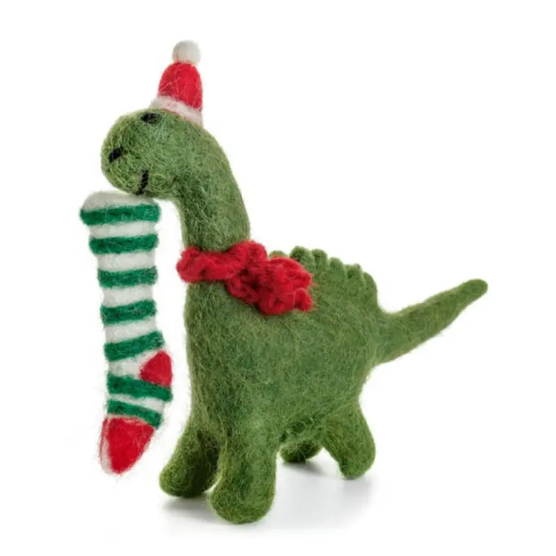 Diplodocus with Stocking Hanging Christmas Decoration by Amica