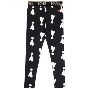 Exclamation Hearts Leggings in Black by Beau Loves - Last One In Stock - 3-4 Years