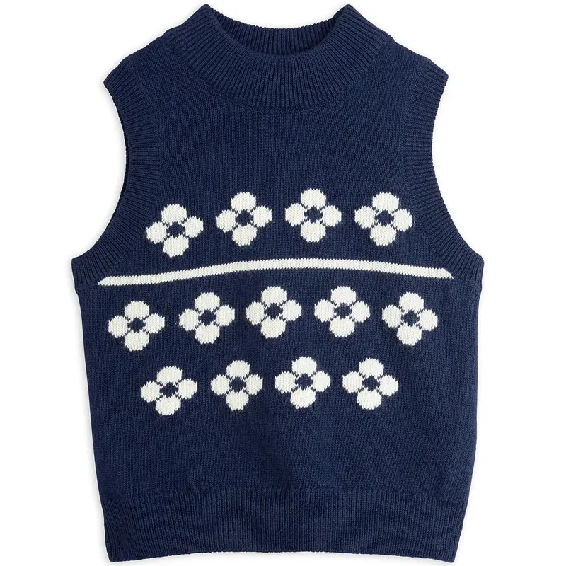 Flowers Knitted Wool Slipover by Mini Rodini