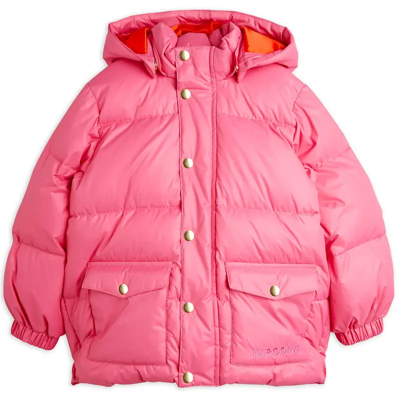 Heavy Hooded Puffer Jacket in Pink by Mini Rodini