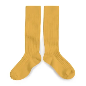 La Haute Ribbed Knee High Socks in Camomille by Collegien