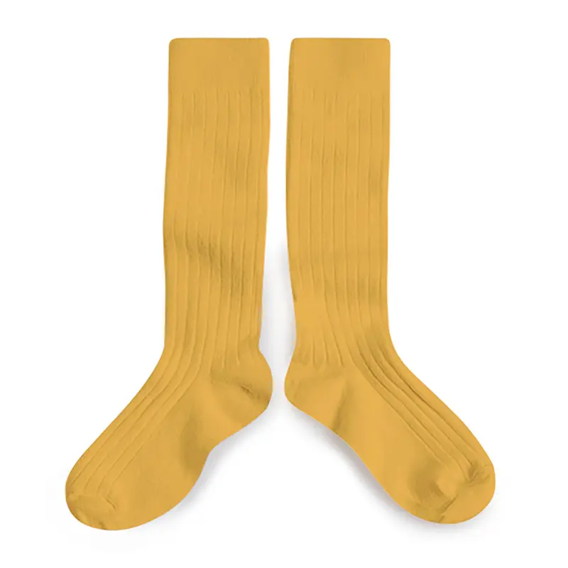 La Haute Ribbed Knee High Socks in Camomille by Collegien