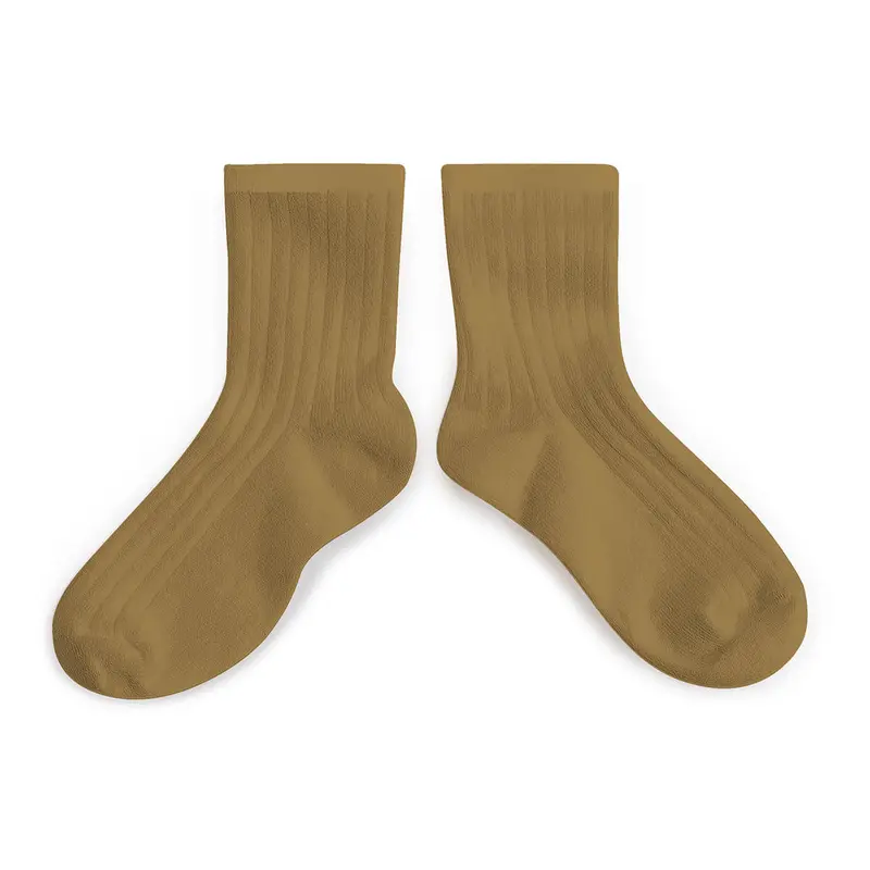 La Mini Ribbed Ankle Socks in Biscuit by Collegien