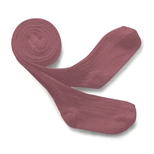 Louise Ribbed Tights in Raisin Rose by Collegien