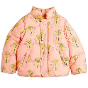 Winter Flowers Puffer Jacket in Peach by Mini Rodini