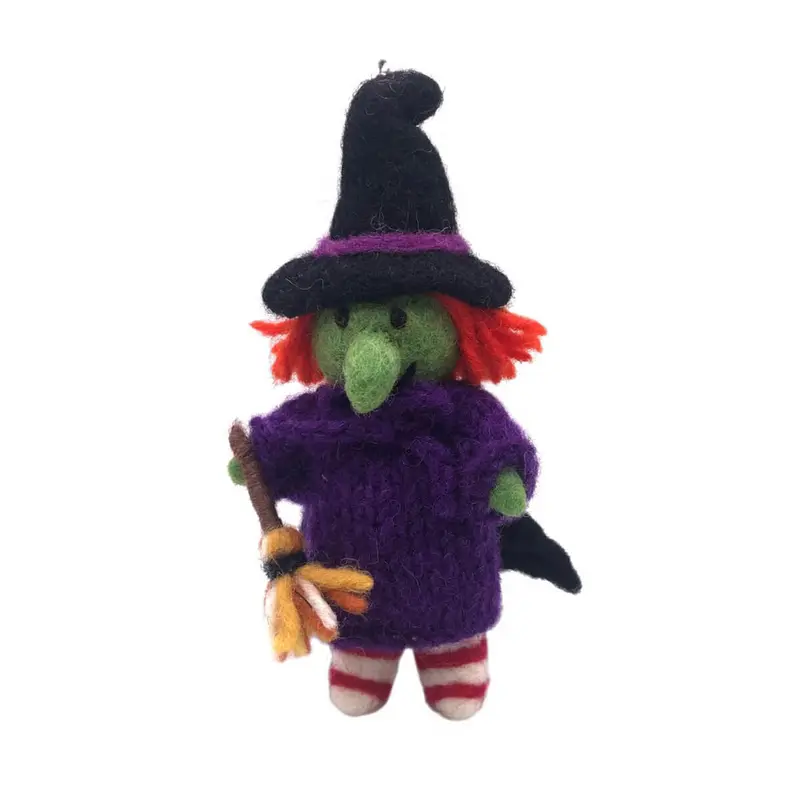 Witch With Broom Hanging Halloween Decoration by Amica