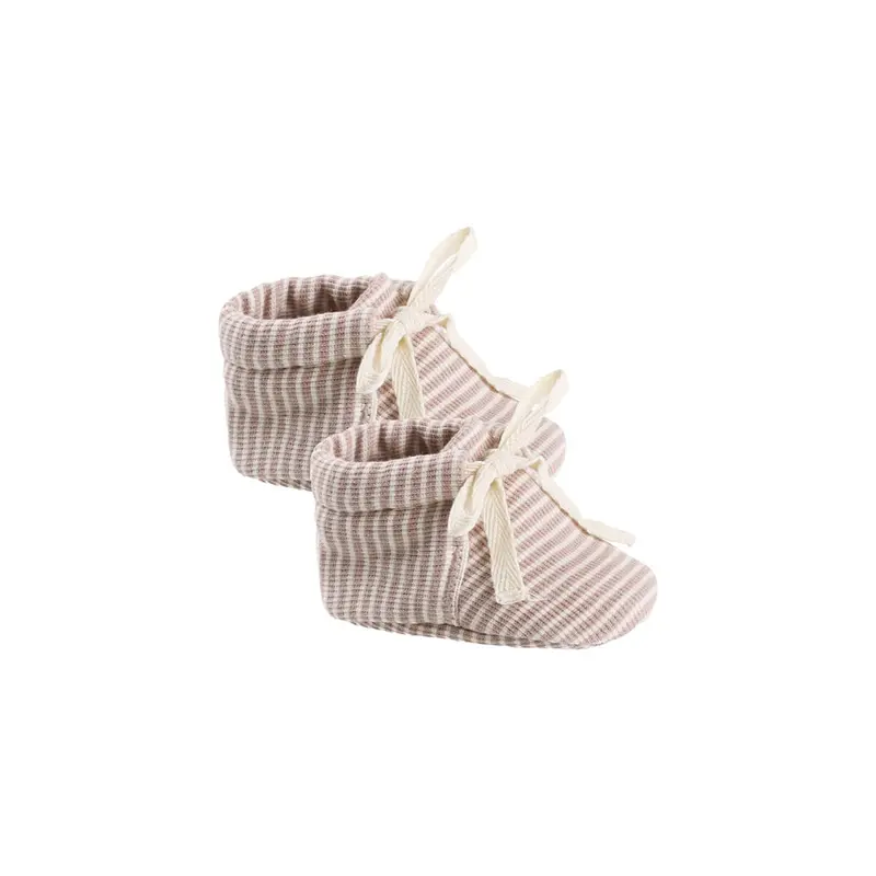 Baby Booties in Mauve Stripe by Quincy Mae