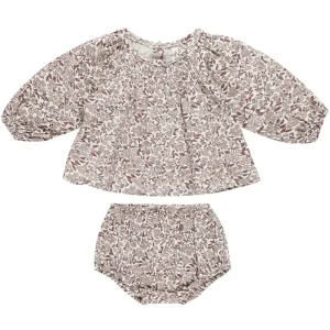Cici Set in Mauve Ditsy by Quincy Mae - Last One In Stock - 3-6 Months