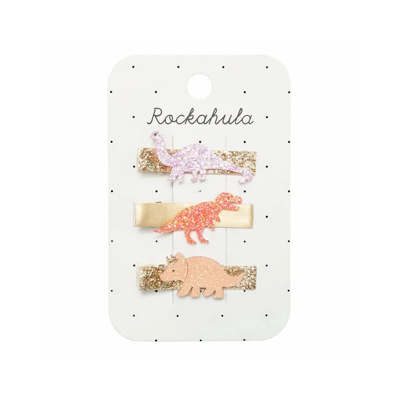 Glitter Dinosaur Bar Hair Clips by Rockahula