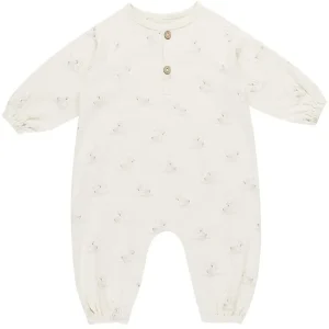 Henley Bubble Jumpsuit in Swans by Quincy Mae