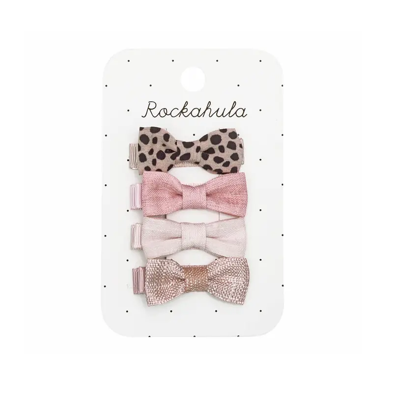 Leopard Mini Bow Hair Clips by Rockahula