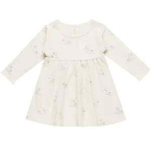 Long Sleeve Dress in Swans by Quincy Mae
