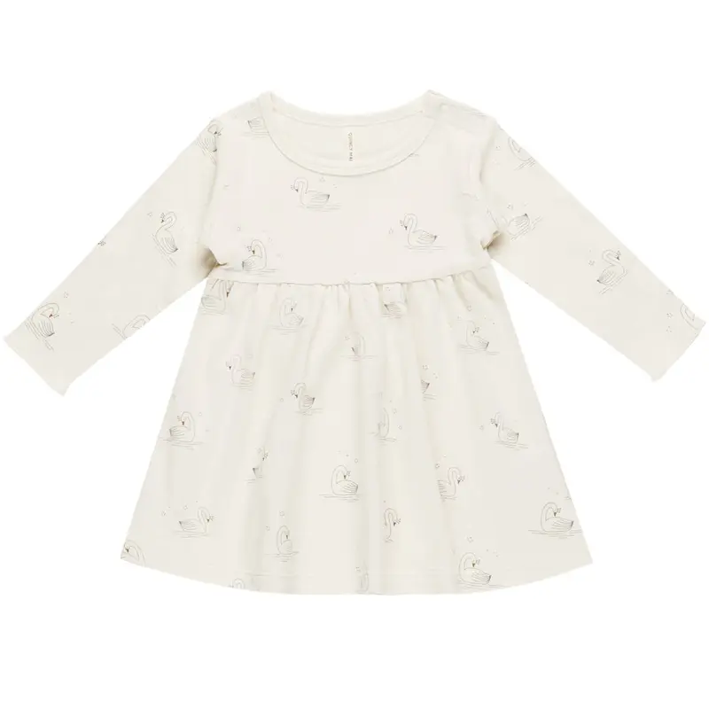 Long Sleeve Dress in Swans by Quincy Mae