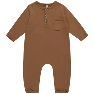 Long Sleeve Pocket Jumpsuit in Cinnamon by Quincy Mae