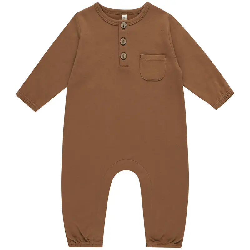 Long Sleeve Pocket Jumpsuit in Cinnamon by Quincy Mae