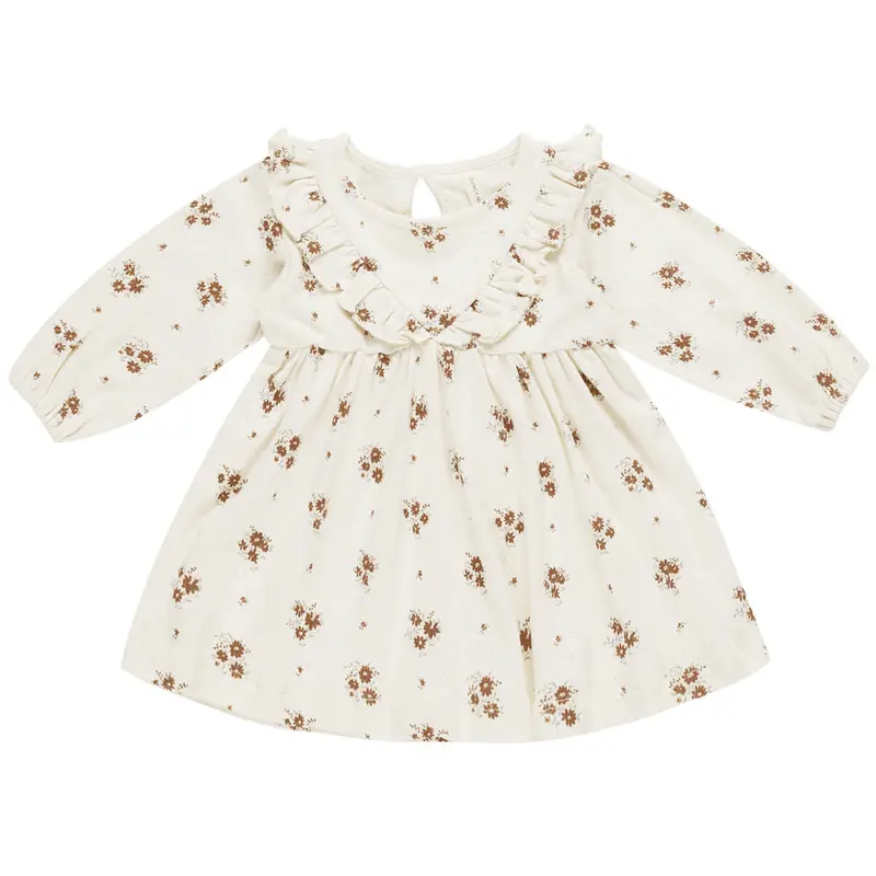 Long Sleeve Ruffle V Dress in Autumn Flora by Quincy Mae