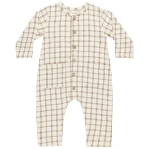 Pocketed Woven Jumpsuit in Cinnamon Plaid by Quincy Mae