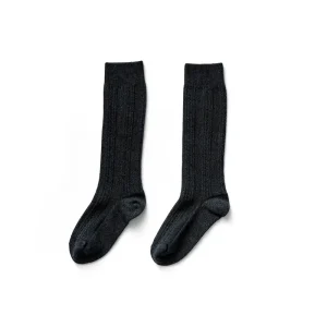 Pointelle Rib Knee Socks in Soot by Soor Ploom - Last Ones In Stock - 4-8 Years
