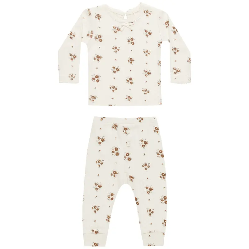 Pointelle Tee and Legging Set in Autumn Flora by Quincy Mae