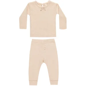 Pointelle Tee and Legging Set in Shell by Quincy Mae