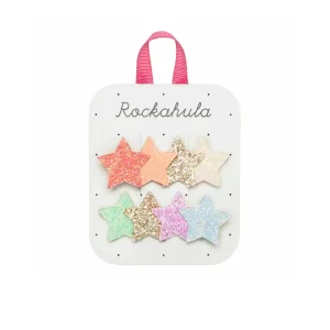 Rainbow Shimmer Star Hair Clips by Rockahula