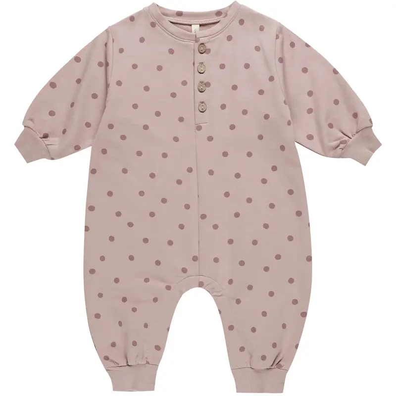Relaxed Fleece Jumpsuit in Polka Dot by Quincy Mae