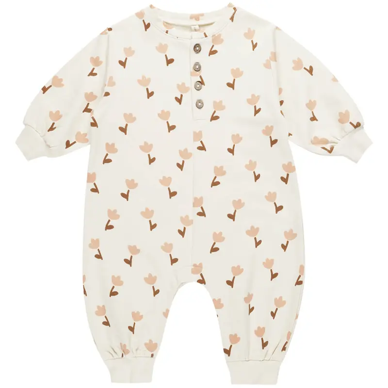 Relaxed Fleece Jumpsuit in Tulips by Quincy Mae