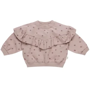Ruffle Fleece Sweatshirt in Polka Dots by Quincy Mae