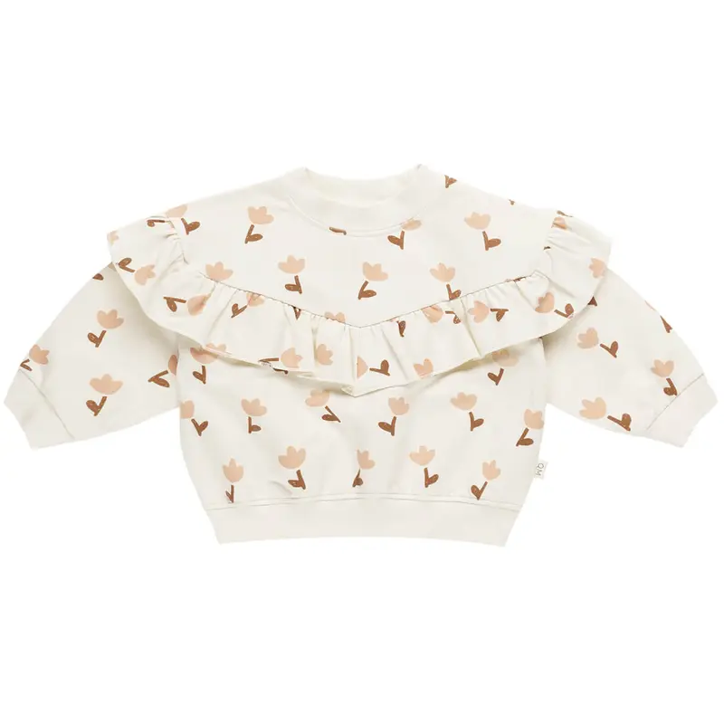 Ruffle Fleece Sweatshirt in Tulips by Quincy Mae