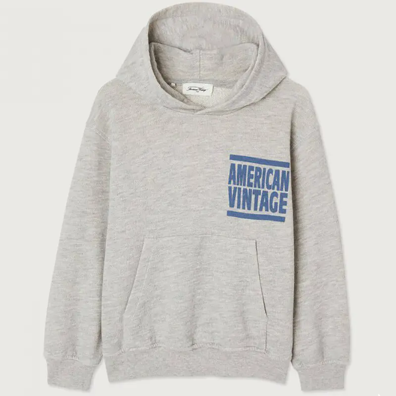 Zofbay Kid's Hooded Sweatshirt in Heather Grey by American Vintage