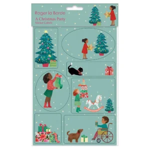 A Christmas Party Sticker Labels Sheet by Roger La Borde