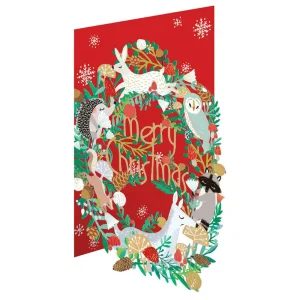 Animal Wreath Laser Cut Christmas Greetings Card By Roger La Borde