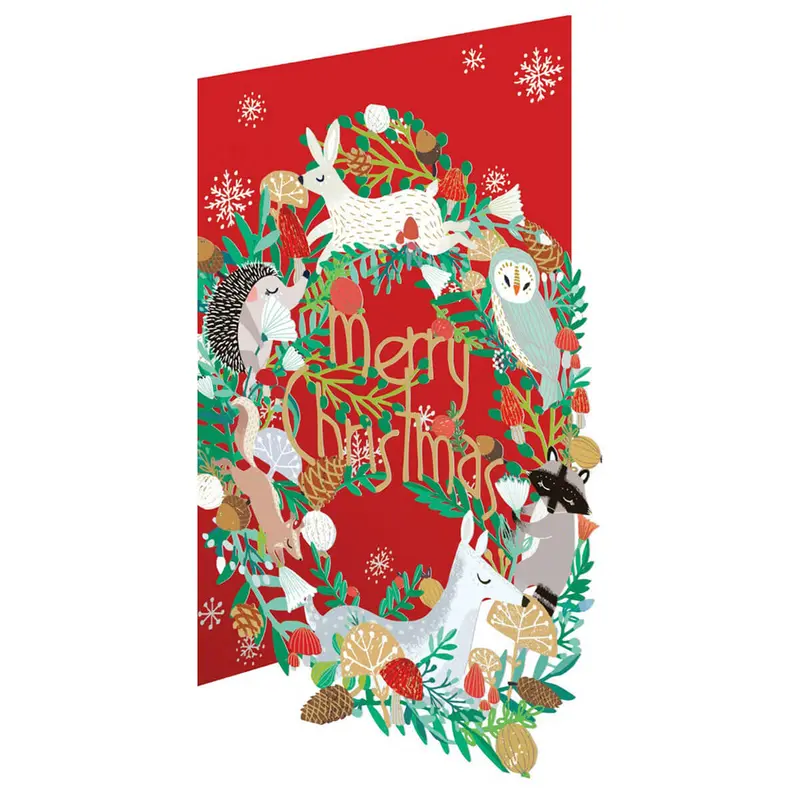 Animal Wreath Laser Cut Christmas Greetings Card By Roger La Borde