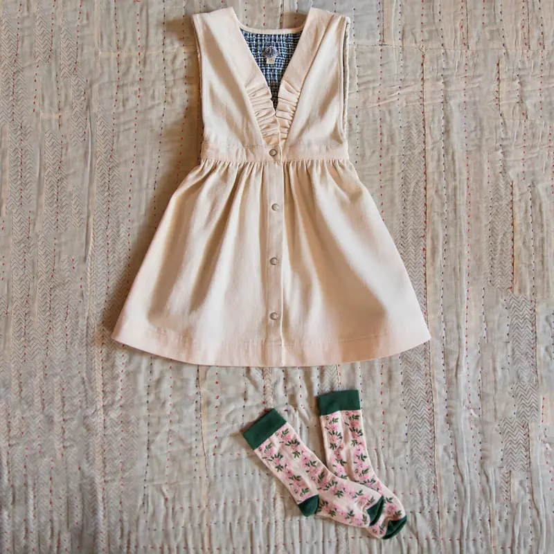 Apron Dress in Ivory Denim by Bonjour - Last Ones In Stock - 2-6 Years