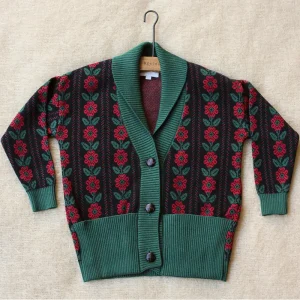 Cardigan in Red Flower by Bonjour - Last One In Stock - 8 Years