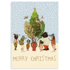 Christmas Procession Christmas Greetings Card By Roger La Borde
