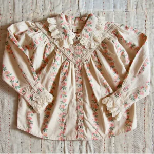 Iris Blouse in Farandole Stripes Flowers by Bonjour