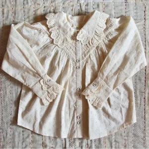 Iris Blouse in Natural Broderie Anglaise by Bonjour