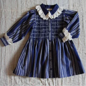 Long Tunique in Jacquard Blue Mattress Stripe by Bonjour